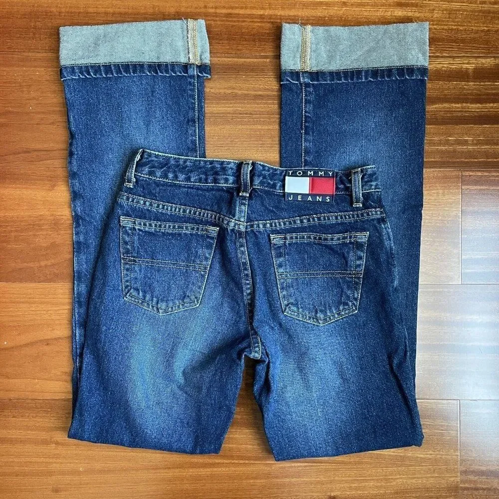 Tommy Hilfiger Jeans  Womens Size 1 Flag Logo Cuff Roller Jean Dark 27 x 30.5 - Picture 6 of 12